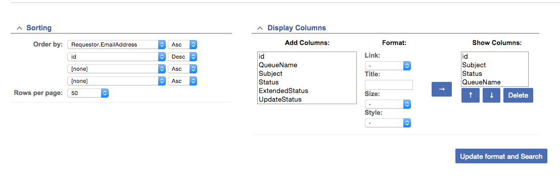 Sorting and Display Columns