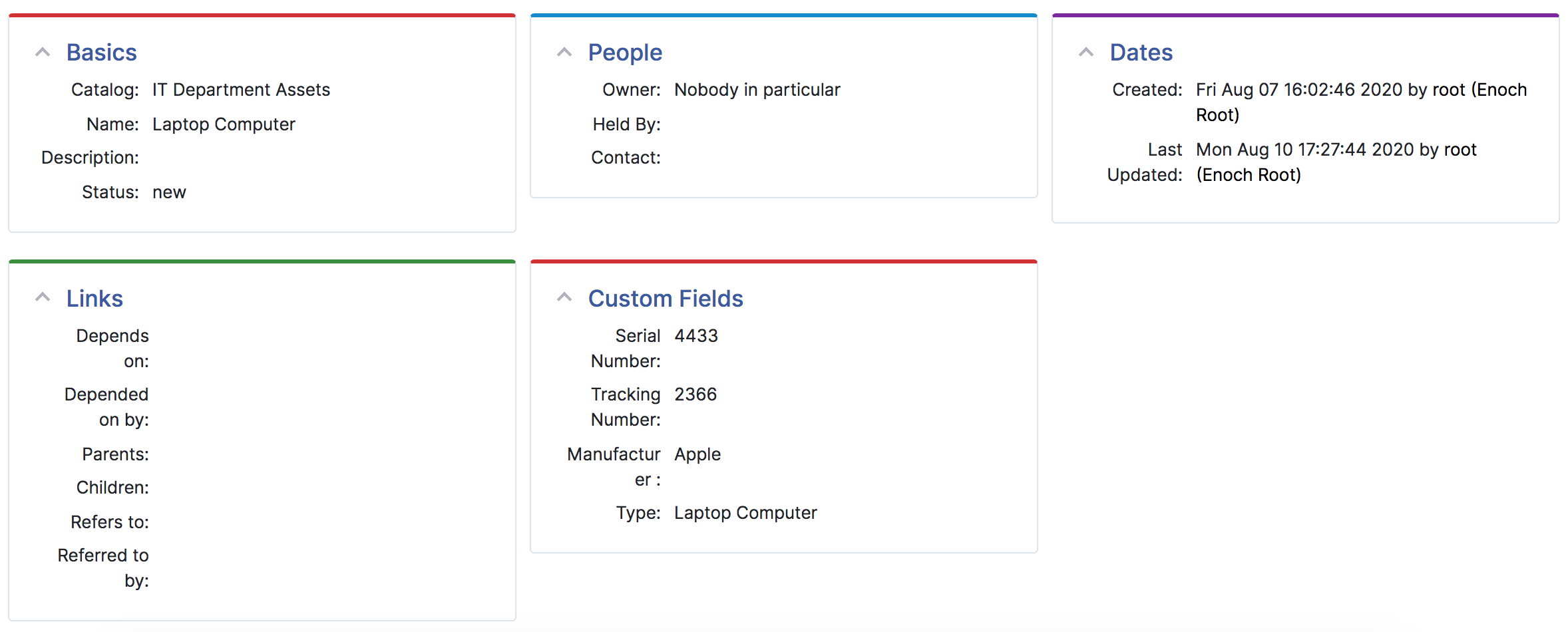 Asset Date and Details Display