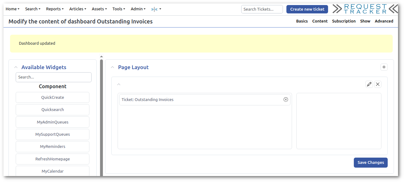 Adding dashboard content